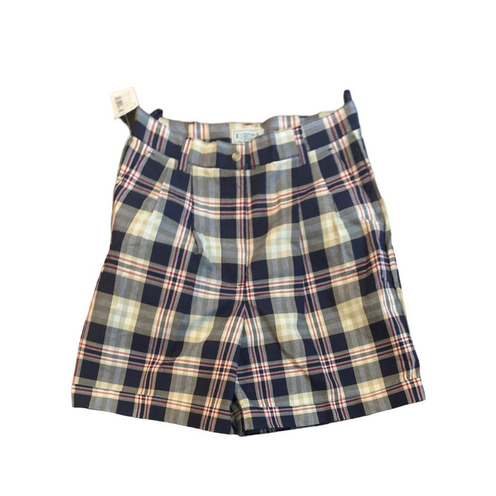 Size 10 Izod Women's Plaid Vintage 1980s Golf Shorts New Cream Navy